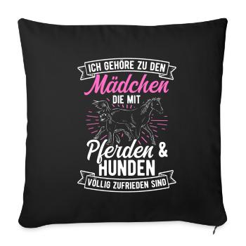 Me who are completely satisfied with horses & dogs - Sofa pillowcase 17,3'' x 17,3'' (45 x 45 cm) - black - Front