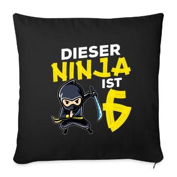 This Ninja Is 6 Birthday Gift Party Japan - Sofa pillowcase 17,3'' x 17,3'' (45 x 45 cm) - black - Front