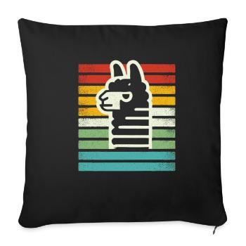 Retro Lama Alpaka in Regenbogen Farben Comic Kunst - Sofakissenbezug 45 x 45 cm - Schwarz - Vorne
