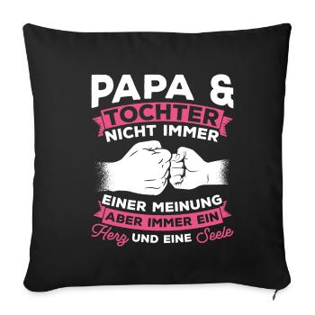 Papa et fille ne sont pas toujours d’accord cœur et fille - Housse de coussin décorative 45 x 45 cm - noir - Devant