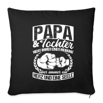 Papa et fille ne sont pas toujours d’accord cœur et fille - Housse de coussin décorative 45 x 45 cm - noir - Devant