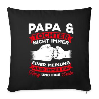 Fête des pères Papa Père Fille Famille Papa préféré - Housse de coussin décorative 45 x 45 cm - noir - Devant