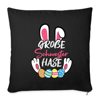 Grande sœur lapin Lapin de Pâques Tenue de famille - Housse de coussin décorative 45 x 45 cm - noir - Devant