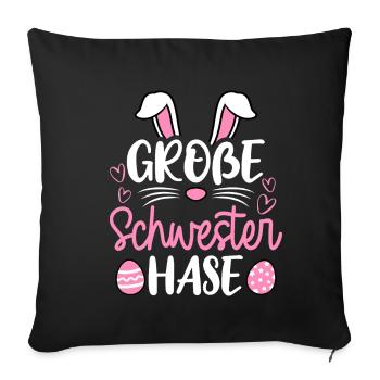 Grande Soeur Lapin Pâques, Familles de Lapins, Pâques - Housse de coussin décorative 45 x 45 cm - noir - Devant