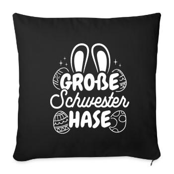 Grande sœur lapin Lapin de Pâques Tenue de famille - Housse de coussin décorative 45 x 45 cm - noir - Devant