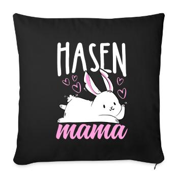 Maman Lapin Cadeau Lapins de Pâques Maman - Housse de coussin décorative 45 x 45 cm - noir - Devant