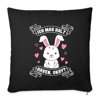 J’aime juste les lapins les lapins les lapins les enfants - Housse de coussin décorative 45 x 45 cm - noir - Devant