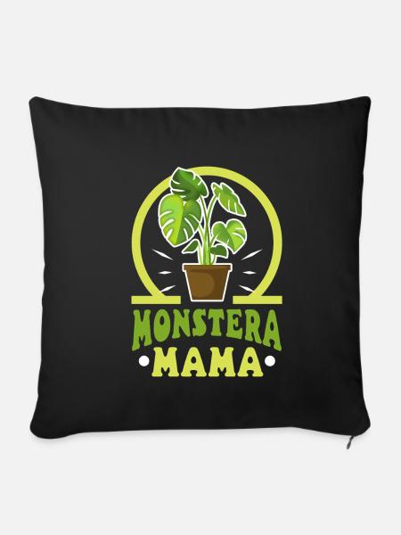 Monstera Mama - Sofakissenbezug 45 x 45 cm - Schwarz