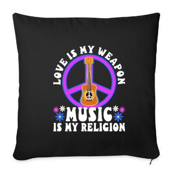 L’amour est mon arme, la musique est ma religion. - Housse de coussin décorative 45 x 45 cm - noir - Devant