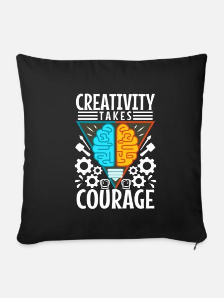 Creativity Takes Courage - Sofakissenbezug 45 x 45 cm - Schwarz