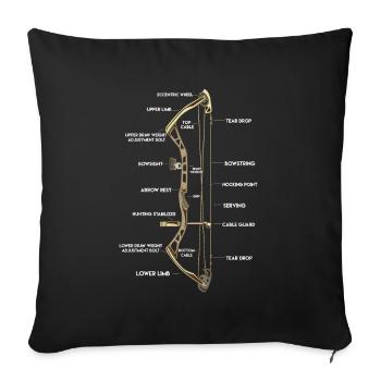 Anatomie d'un arc | Composé de tir à l'arc Arrow - Housse de coussin décorative 45 x 45 cm - noir - Devant