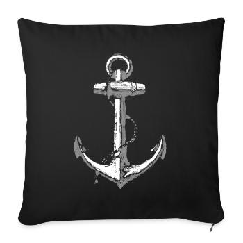 Anker Anchor Maritime Geschenk Symbol - Sofakissenbezug 45 x 45 cm - Schwarz - Vorne