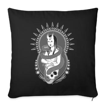 Lady dark Mona Lisa - Version noire - Housse de coussin décorative 45 x 45 cm - noir - Devant