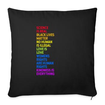 lgbtq, lgbt, fierté gay, gay, arc en ciel, fierté - Housse de coussin décorative 45 x 45 cm - noir - Devant