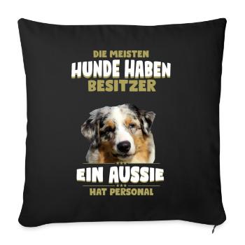 Australian Shepherd Tshirt - Aussie Shirt - Sofakissenbezug 45 x 45 cm - Schwarz - Vorne