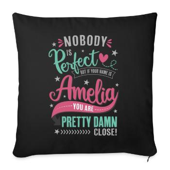Amelia Name Namenstag Spruch Geschenk Mädchen - Sofakissenbezug 45 x 45 cm - Schwarz - Vorne