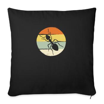 Fourmis insectes rétro nature animaux fourmilières - Housse de coussin décorative 45 x 45 cm - noir - Devant