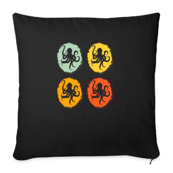 poulpe poulpe mer vie marine animal poulpe - Housse de coussin décorative 45 x 45 cm - noir - Devant