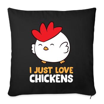 Poulet - J’adore les poulets - Housse de coussin décorative 45 x 45 cm - noir - Devant