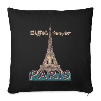 Eiffelturm in Paris Frankreich Pariser Andenken - Sofakissenbezug 45 x 45 cm - Schwarz - Vorne
