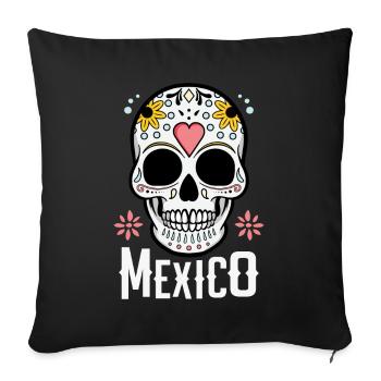 Crâne de sucre Mexique - Housse de coussin décorative 45 x 45 cm - noir - Devant