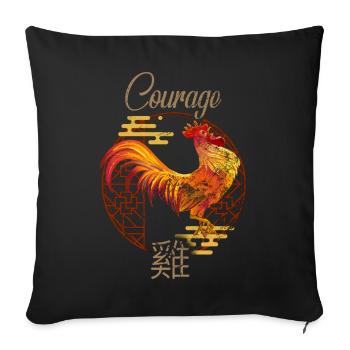 Chinese Zodiac Animals Astrology Geometric Rooster - Sofa pillowcase 17,3'' x 17,3'' (45 x 45 cm) - black - Front