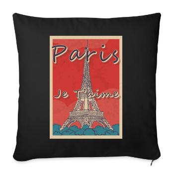Tour Eiffel Paris Bike Love Flower de France - Housse de coussin décorative 45 x 45 cm - noir - Devant