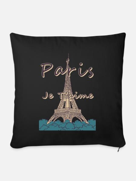 Eiffelturm Bonjour Paris Liebe Fahrrad Liebe aus F - Sofakissenbezug 45 x 45 cm - Schwarz