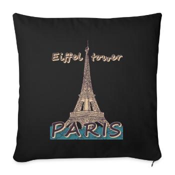 Ich liebe Paris und Eiffelturm Bonjour aus Frankre - Sofakissenbezug 45 x 45 cm - Schwarz - Vorne
