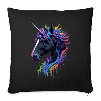 Rainbow Splash Unicorn - Sofa pillowcase 17,3'' x 17,3'' (45 x 45 cm) - black - Front