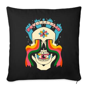 Psychédélique Crâne Psychédélique Graphique - Housse de coussin décorative 45 x 45 cm - noir - Devant
