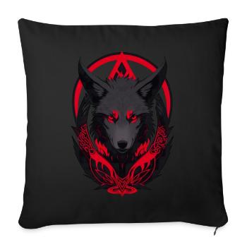 Red and Black Wolf Head with Fiery Eyes - Sofa pillowcase 17,3'' x 17,3'' (45 x 45 cm) - black - Front