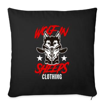 Wolf in Sheep's Clothing, Shepherd, Wolves, Gift Idea - Sofa pillowcase 17,3'' x 17,3'' (45 x 45 cm) - black - Front