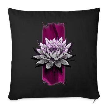 Blushing Bloom: Pink Lotus Flower - Sofa pillowcase 17,3'' x 17,3'' (45 x 45 cm) - black - Front