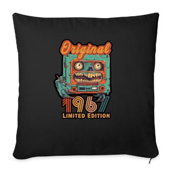 Original 1967 Limited Edition Cassette Birthday - Sofa pillowcase 17,3'' x 17,3'' (45 x 45 cm) - black - Front