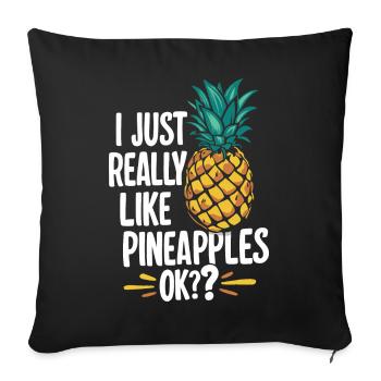 Ananas Fruit tropical hawaïen - Housse de coussin décorative 45 x 45 cm - noir - Devant
