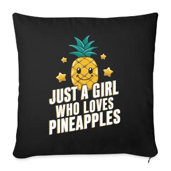 Ananas Fruit tropical hawaïen - Housse de coussin décorative 45 x 45 cm - noir - Devant