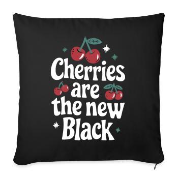Kirsche Kirschen Früchte Essen - Sofakissenbezug 45 x 45 cm - Schwarz - Vorne