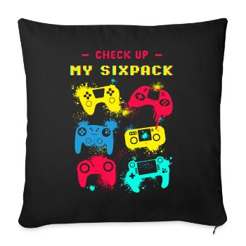Gamer Gaming Sixpack - Housse de coussin décorative 45 x 45 cm - noir - Devant