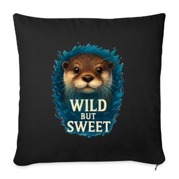 Wild but Sweet – Cool Otter - Sofa pillowcase 17,3'' x 17,3'' (45 x 45 cm) - black - Front