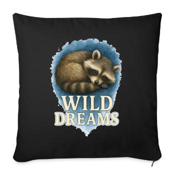 Wild Dreams - Aquarelle de raton laveur endormi - Housse de coussin décorative 45 x 45 cm - noir - Devant