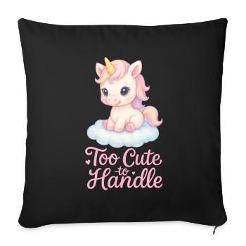 Too Cute to Handle – Baby Unicorn with Cloud - Sofa pillowcase 17,3'' x 17,3'' (45 x 45 cm) - black - Front