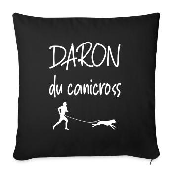Daron du canicross t-shirt homme papa - Housse de coussin décorative 45 x 45 cm - noir - Devant