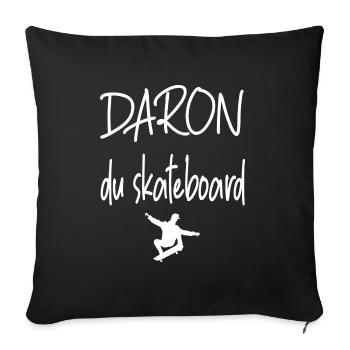 Daron du skateboard t-shirt homme - Housse de coussin décorative 45 x 45 cm - noir - Devant