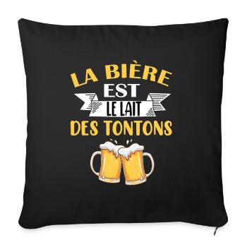 Tonton bière oncle humour idée cadeau apéro - Housse de coussin décorative 45 x 45 cm - noir - Devant