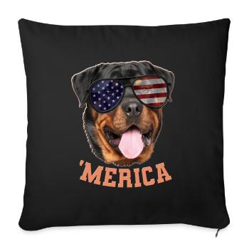 Merica Rottweiler Amerikanische Unabhängigkeitstag Geschenk - Sofakissenbezug 45 x 45 cm - Schwarz - Vorne