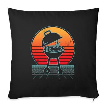 Vaporwave BBQ Lover Grilling Meat Grill Dad - Sofa pillowcase 17,3'' x 17,3'' (45 x 45 cm) - black - Front