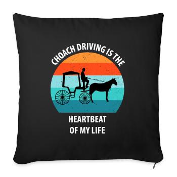 Calèche de cocher Calèche tirée par des chevaux Calèche - Housse de coussin décorative 45 x 45 cm - noir - Devant