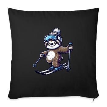 Skieur paresseux détendu – Plaisirs d’hiver - Housse de coussin décorative 45 x 45 cm - noir - Devant