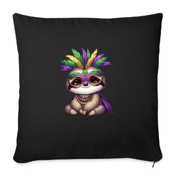 Mardi Gras Faultier Comic Design - Sofakissenbezug 45 x 45 cm - Schwarz - Vorne